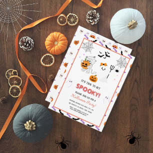 Cute Spooky Ghost Mummy Happy Halloween Party  Invitation