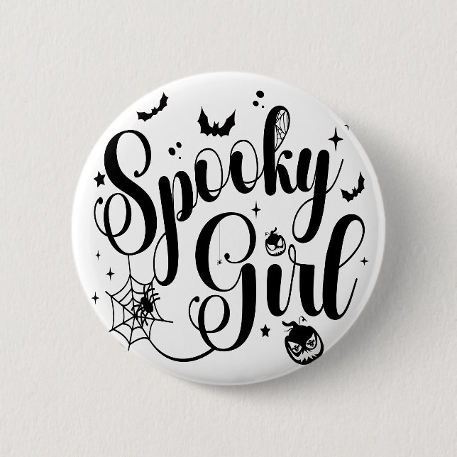 Cute Spooky Girl Halloween Pumpkin Ghost Spider  6 Cm Round Badge (Front)