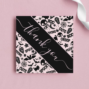 Cute & Spooky Girly Halloween Boo Thank You Creepy Square Business Card