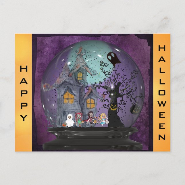 Cute Spooky Gothic Halloween Postcard (Front)