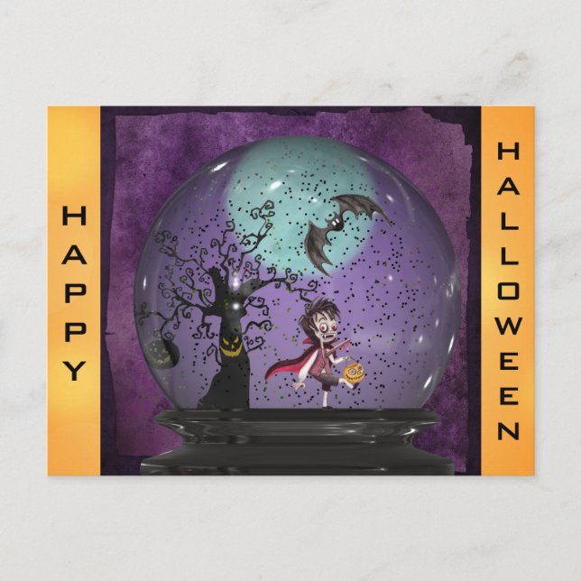 Cute Spooky Gothic Vampire Halloween Postcard (Front)