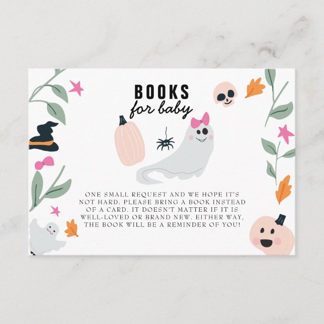 Cute Spooky Halloween Baby Shower Book Request Enclosure Card (Front)