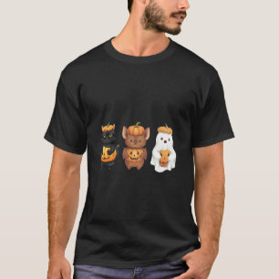 Cute Spooky Halloween Bat Ghost Black Cat Pumpkin  T-Shirt