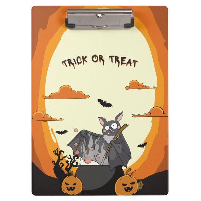 Cute Spooky Halloween Bat Party Clipboard (Front)