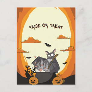 Cute Spooky Halloween Bat Party Holiday Postcard