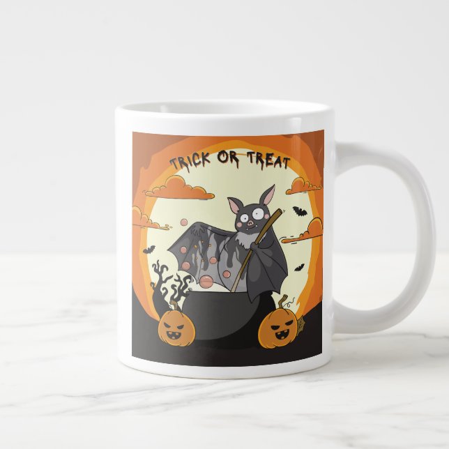 Cute Spooky Halloween Bat Party Large Coffee Mug (Right)