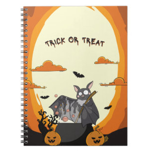 Cute Spooky Halloween Bat Party Notebook