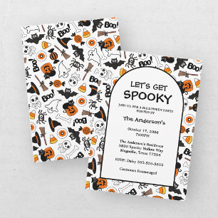 Cute Spooky Halloween Black and Orange Invitation