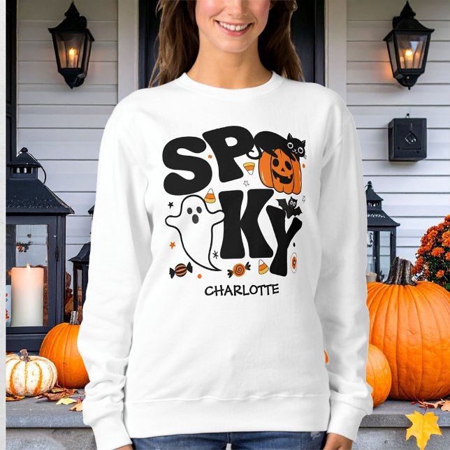 Cute Spooky Halloween Black and Orange Sweatshirt (Creator Uploaded)