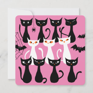 Cute spooky Halloween cats simple silhouette  Holiday Card