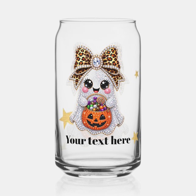 Cute Spooky Halloween Elements Glass Can (Front)