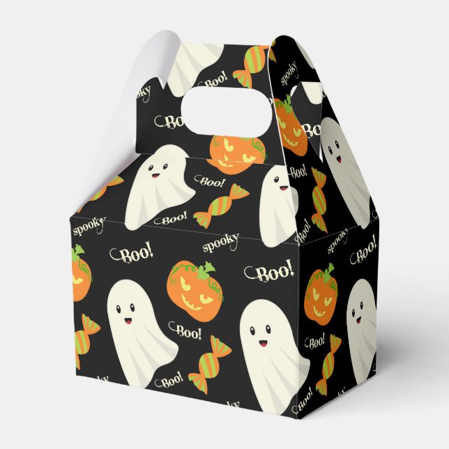Cute Spooky Halloween Ghost Pumpkin Candy Pattern Favour Box (Front Side)