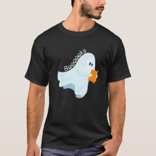 Cute Spooky Halloween Ghost Reading Book Fall Teac T-Shirt