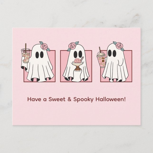 Cute & Spooky Halloween Holiday Postcard – Kawaii  (Front)