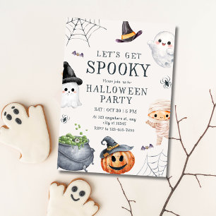 Cute Spooky Halloween Kids Party Ghost Pumpkin Invitation