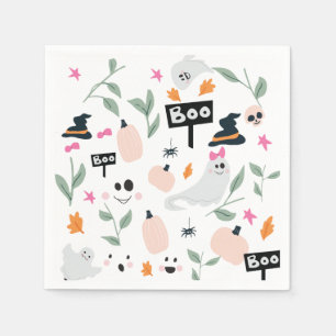 Cute Spooky Halloween Party Ghosts Napkin