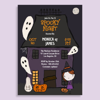 Cute Spooky Halloween Party Haunted House Invitation