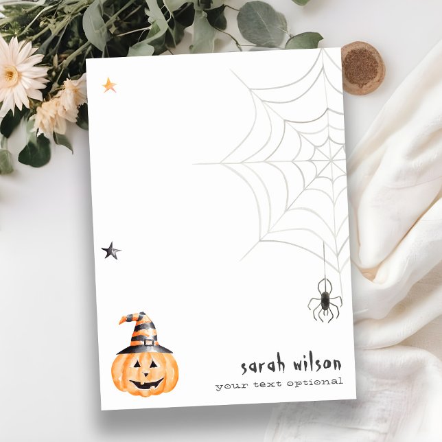 Cute Spooky Halloween Pumpkin Spider Web Stars Card (Creator Uploaded)