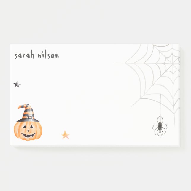 Cute Spooky Halloween Pumpkin Spider Web Stars Post-it Notes (Front)