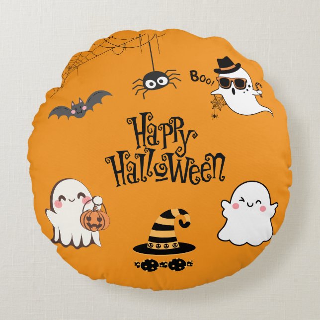 Cute & Spooky Halloween  Round Cushion (Front)