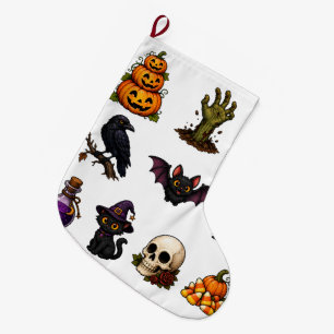 Cute & Spooky Halloween Stickers Sheet – Pumpkins, Large Christmas Stocking