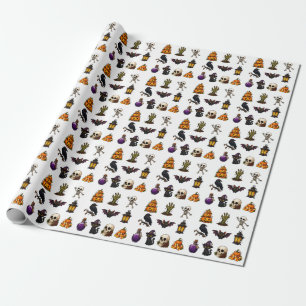 Cute & Spooky Halloween Stickers Sheet – Pumpkins, Wrapping Paper