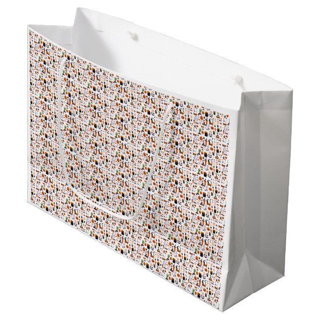 Cute Spooky Icons Pattern Halloween  Large Gift Bag (Front Angled)