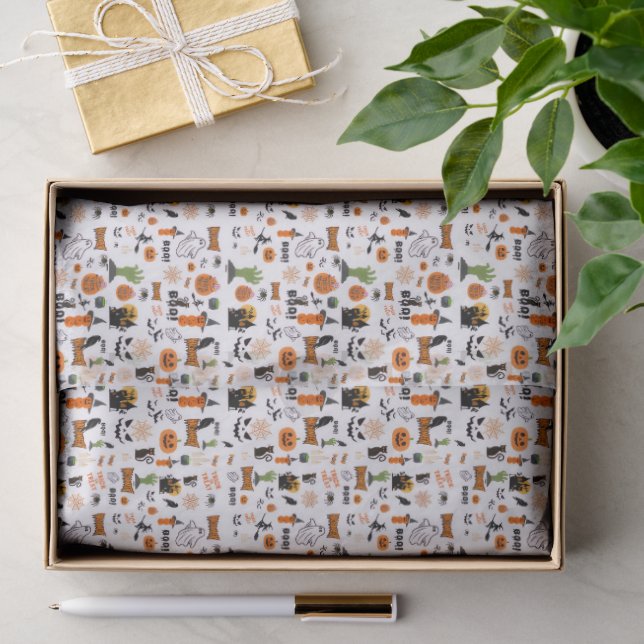 Cute Spooky Icons Pattern Halloween  Tissue Paper (Gift)
