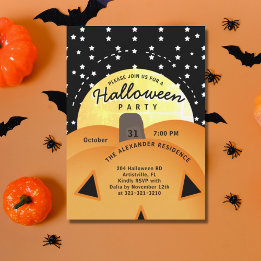 Cute Spooky Jack O Lantern Halloween Party Invitation