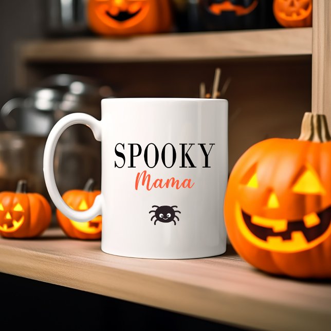 Cute Spooky Mama Family Halloween Spider Two-Tone Coffee Mug (Creator Uploaded)