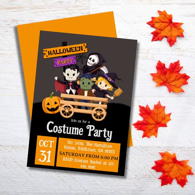 Cute spooky modern fun Halloween costume party  Invitation (Front/Back)