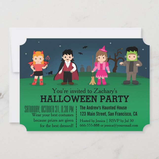 Cute Spooky Monsters Halloween Party Invitation (Front)