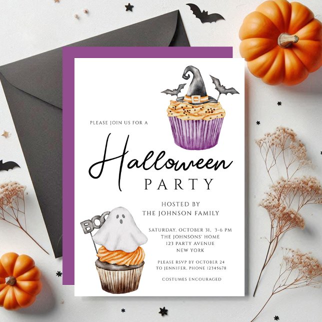 Cute Spooky Muffins Halloween Party Invitation (Cute Spooky Muffins Halloween Party Invitation)