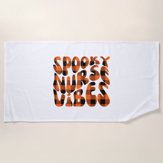 Cute Spooky Nurse Halloween Beach Towel (Front)