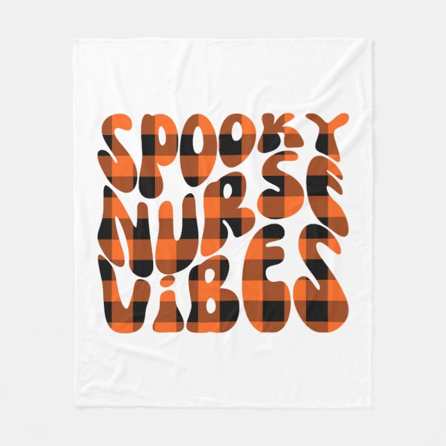 Cute Spooky Nurse Halloween Fleece Blanket (Front)