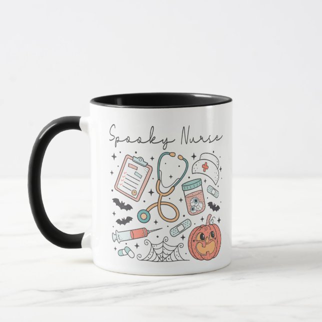 Cute Spooky Nurse Halloween Mug (Left)