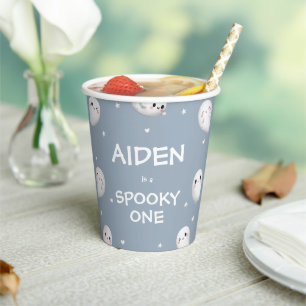 Cute Spooky One Halloween Boy 1st Birthday Paper Cups