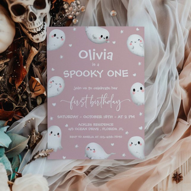 Cute Spooky One Halloween Girl 1st Birthday Invitation (Creator Uploaded)