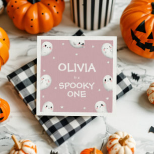 Cute Spooky One Halloween Girl 1st Birthday Napkin