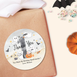 Cute Spooky One Little Boo Ghost Thank You   Classic Round Sticker