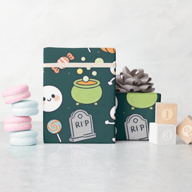 Cute Spooky Party Gift Wrap,Fun Halloween Wrapping Paper (Baby Shower)