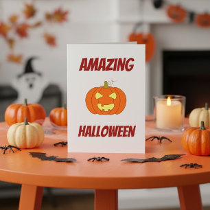 Cute Spooky Pumpkin Personalised Halloween Card