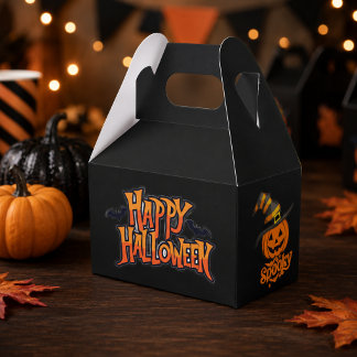 Cute Spooky Pumpkin Witch Hat Halloween Favour Box