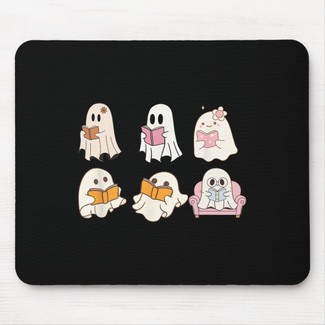 Cute Spooky Reading Book Halloween Fall Ghost Autu Mouse Pad (Front)
