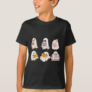 Cute Spooky Reading Book Halloween Fall Ghost Autu T-Shirt