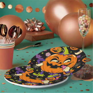 Cute Spooky Retro Kawaii Halloween Paper Plate