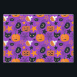 Cute Spooky Scary Fun Halloween Pattern Wrapping Paper Sheet<br><div class="desc">A set of Coordinating Halloween Patterns in Orange,  Green,  and Purple colours. Perfect for Halloween Birthday Parties.</div>