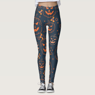 Cute Spooky Scary Halloween Pumpkins and Candy   Leggings