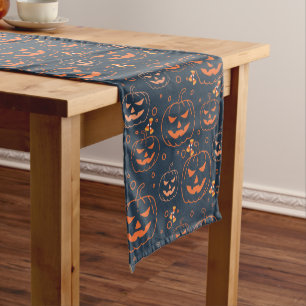 Cute Spooky Scary Halloween Pumpkins and Candy   Medium Table Runner