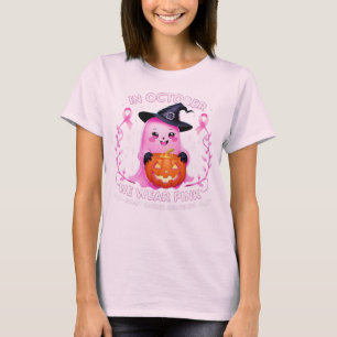 Cute Spooky Season Art: Pink Ribbon Awareness T-Shirt